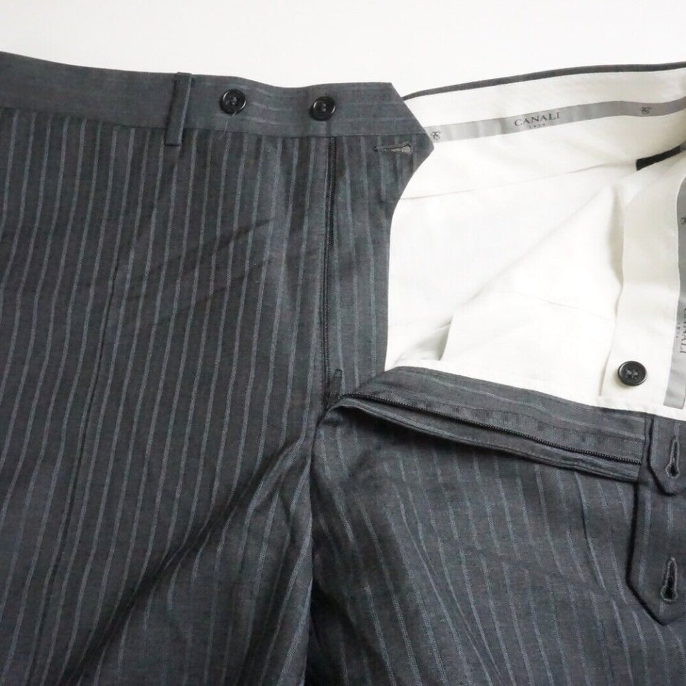 Canali 1934 CURRENT Gray Blue Striped 100% Wool 2 Pc Suit Jacket Pants Sz 42R - Picture 11 of 11